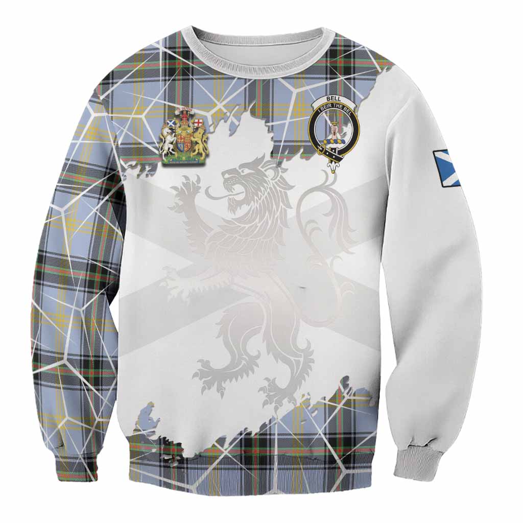 Bell Tartan Sweatshirt with Family Crest and Lion Rampant Grunge Style