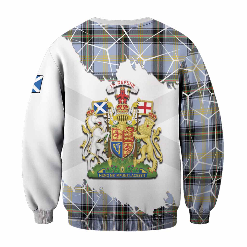 Bell Tartan Sweatshirt with Family Crest and Lion Rampant Grunge Style