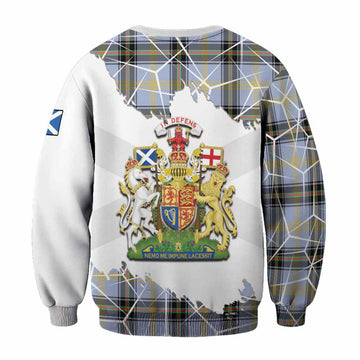 Bell Tartan Sweatshirt with Family Crest and Lion Rampant Grunge Style