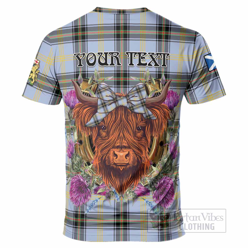 Bell Tartan T-Shirt Scottish Thistle Heilan Coo
