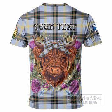 Bell Tartan T-Shirt Scottish Thistle Heilan Coo