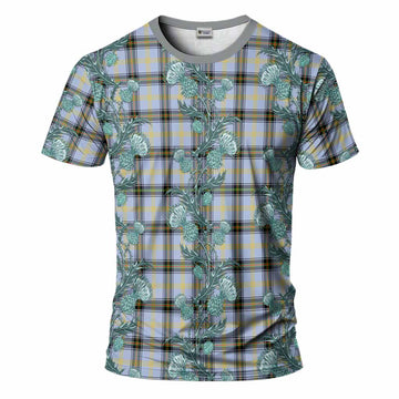 Bell Tartan T-Shirt Seamless Scottish Thistle Flowers