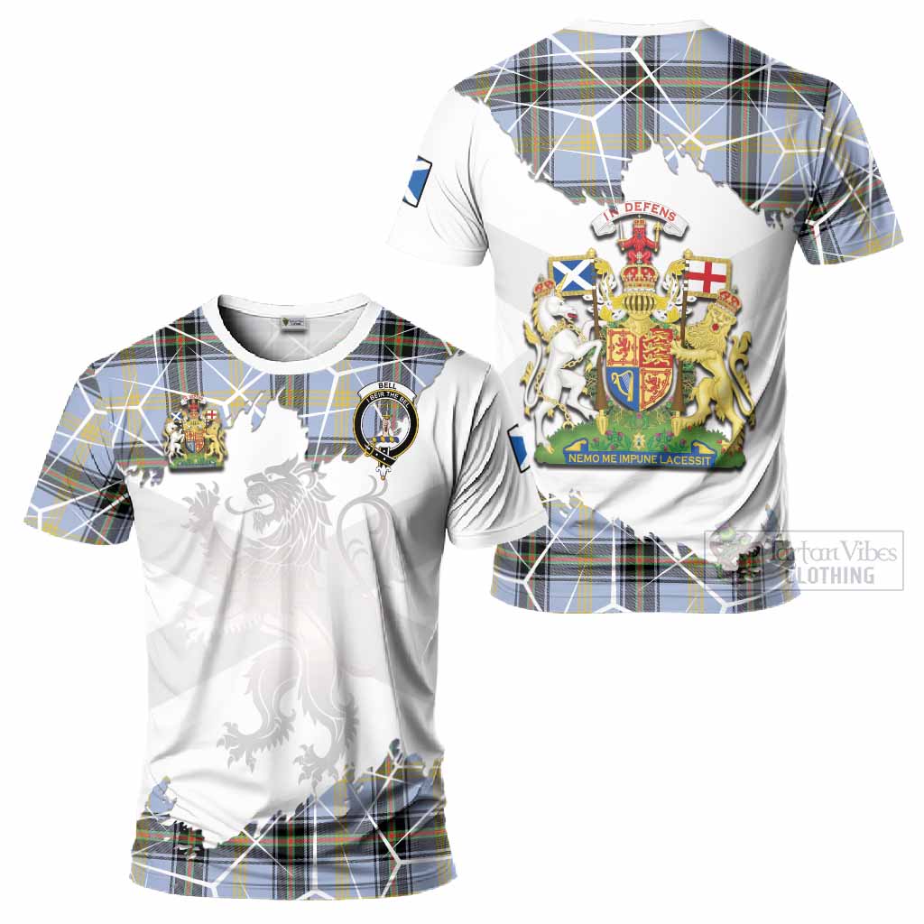 Bell Tartan T-Shirt with Family Crest and Lion Rampant Grunge Style