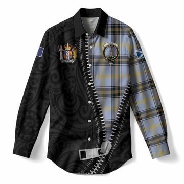 Bell Tartan Women Casual Shirt New Zealand Pattern Unique Zipper Stylized