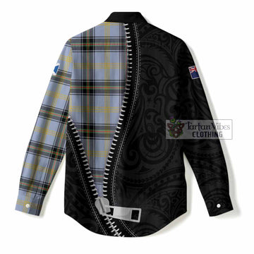 Bell Tartan Women Casual Shirt New Zealand Pattern Unique Zipper Stylized