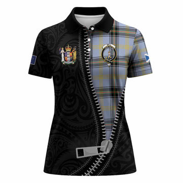 Bell Tartan Women Polo Shirt New Zealand Pattern Unique Zipper Stylized
