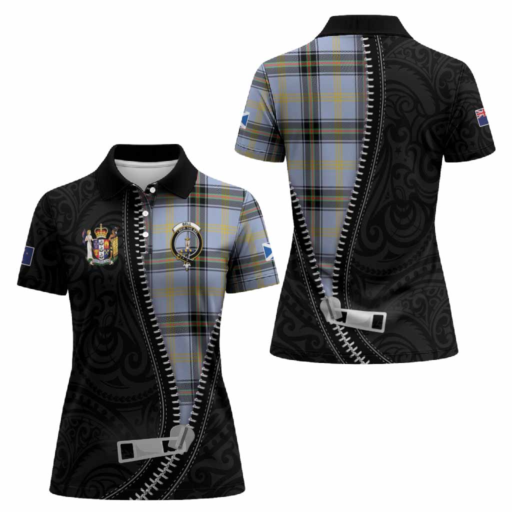 Bell Tartan Women Polo Shirt New Zealand Pattern Unique Zipper Stylized