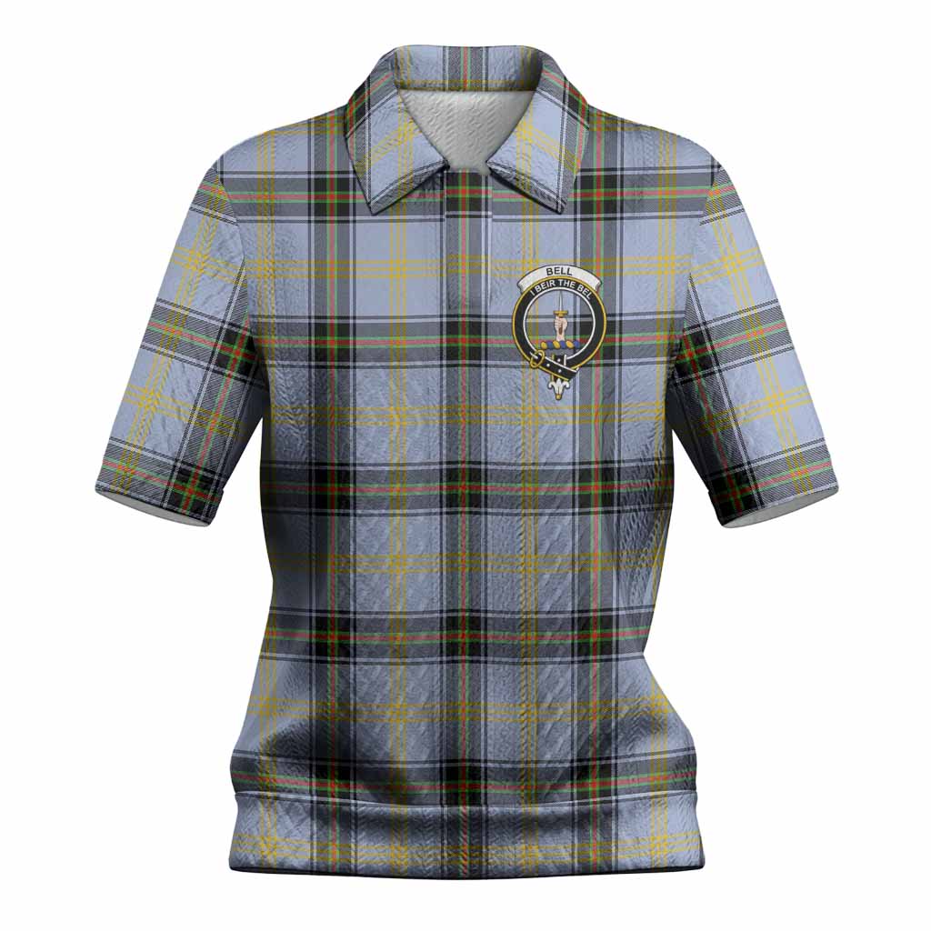 Bell Tartan Women’s Polo Sweater Top with Family Crest