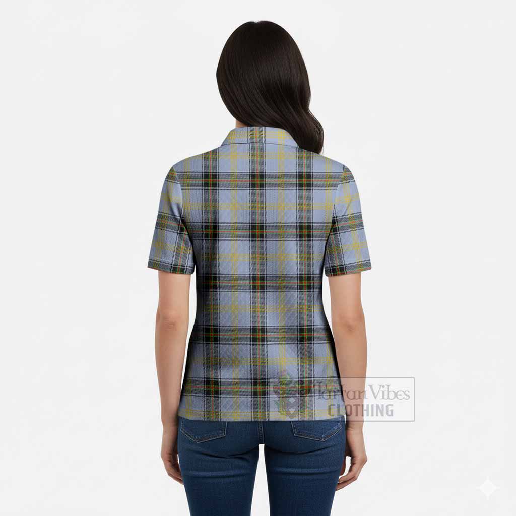 Bell Tartan Women’s Polo Sweater Top with Family Crest