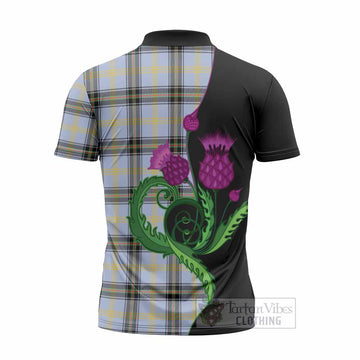 Bell Tartan Zipper Polo Shirt Traditional Scottish Thistle