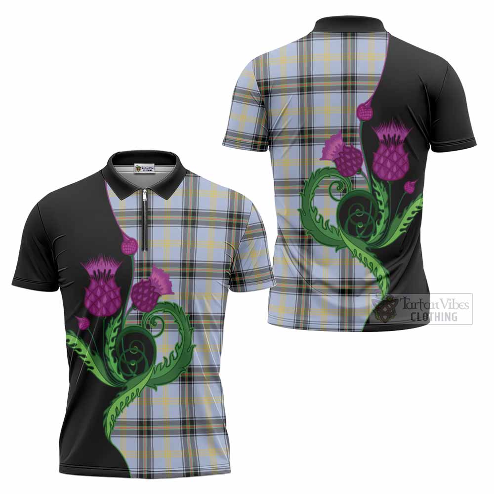 Bell Tartan Zipper Polo Shirt Traditional Scottish Thistle