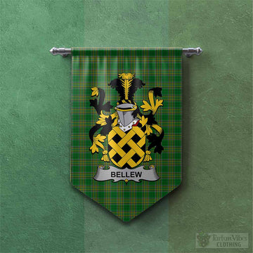 Bellew Irish Clan Tartan Gonfalon, Tartan Banner with Coat of Arms
