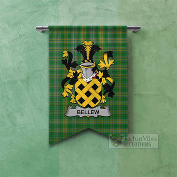 Bellew Irish Clan Tartan Gonfalon, Tartan Banner with Coat of Arms