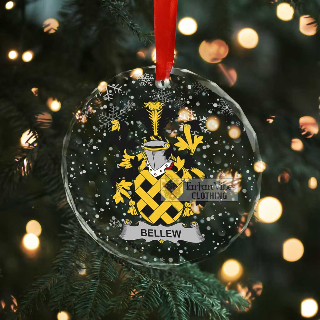Bellew Irish Clan Christmas Glass Ornament with Coat of Arms - 2D-tartanvibesclothing