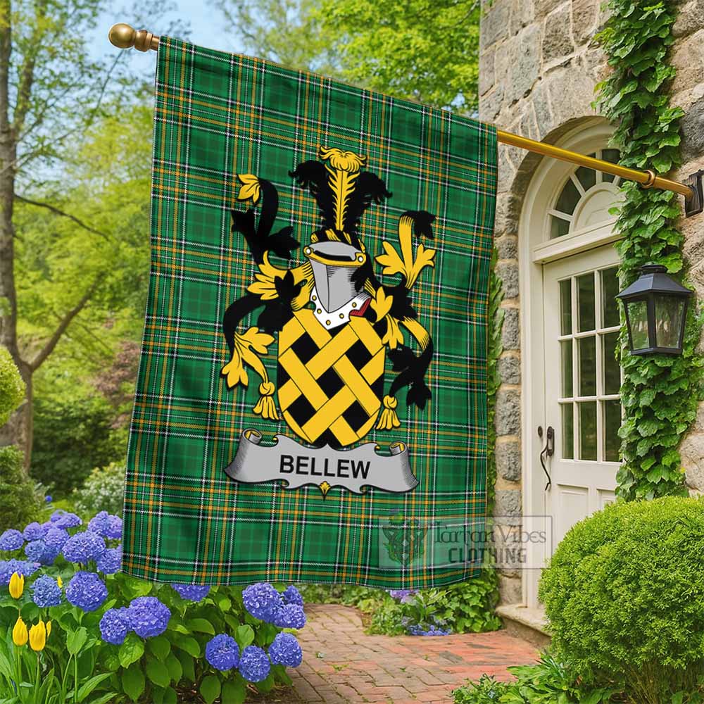 Bellew Irish Clan Tartan Flag with Coat of Arms
