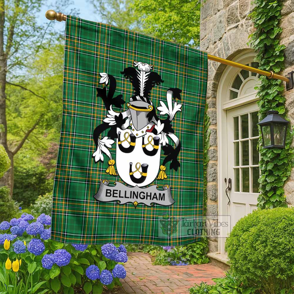 Bellingham Irish Clan Tartan Flag with Coat of Arms