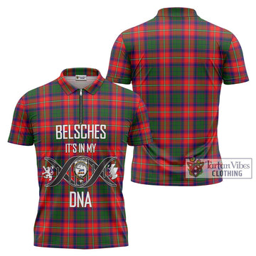 Belsches Tartan Zipper Polo Shirt with Family Crest DNA In Me Style Unisex - Tartan Vibes Clothing