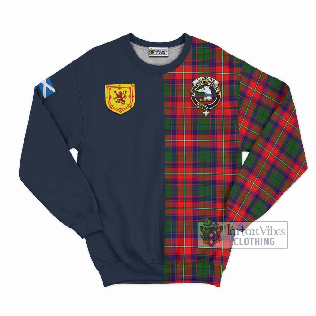 Belsches Tartan Sweatshirt Alba with Scottish Lion Royal Arm Half Style Unisex - Tartan Vibes Clothing