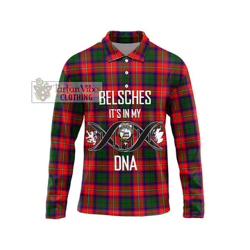 Belsches Tartan Long Sleeve Polo Shirt with Family Crest DNA In Me Style Unisex - Tartan Vibes Clothing