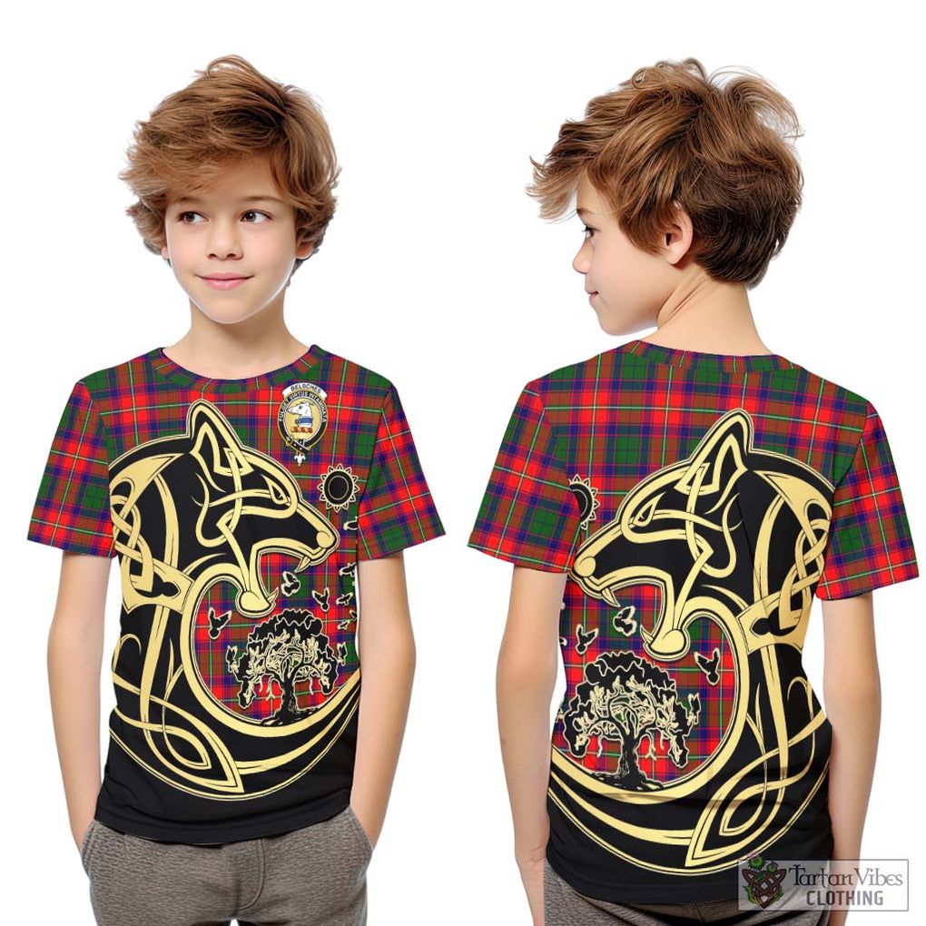 Belsches Tartan Kid T-Shirt with Family Crest Celtic Wolf Style Youth XL Size14 - Tartan Vibes Clothing