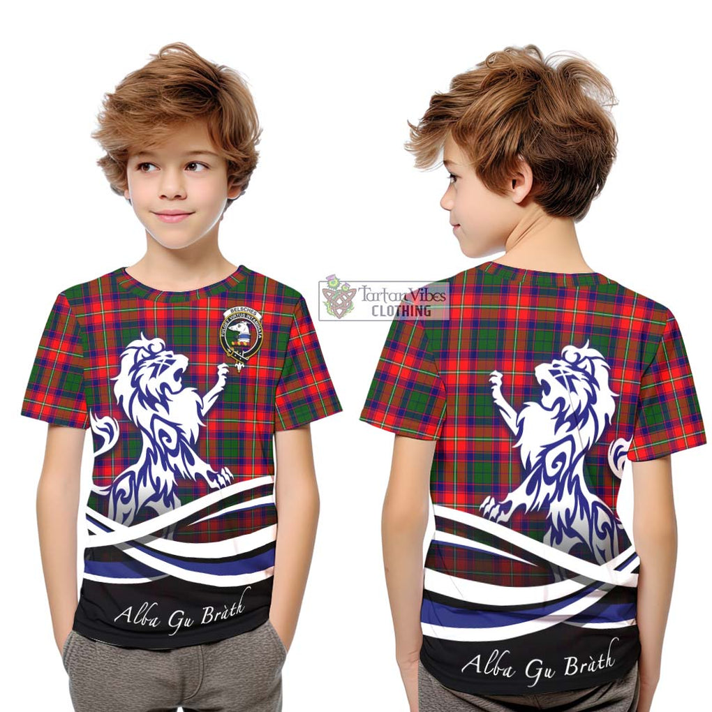 Belsches Tartan Kid T-Shirt with Alba Gu Brath Regal Lion Emblem Youth XL Size14 - Tartan Vibes Clothing