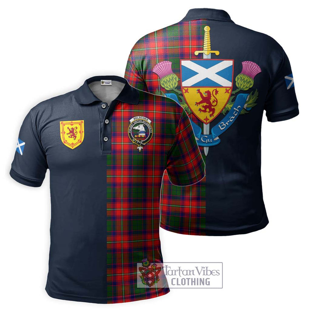 Belsches Tartan Polo Shirt Alba with Scottish Lion Royal Arm Half Style Kid - Tartan Vibes Clothing