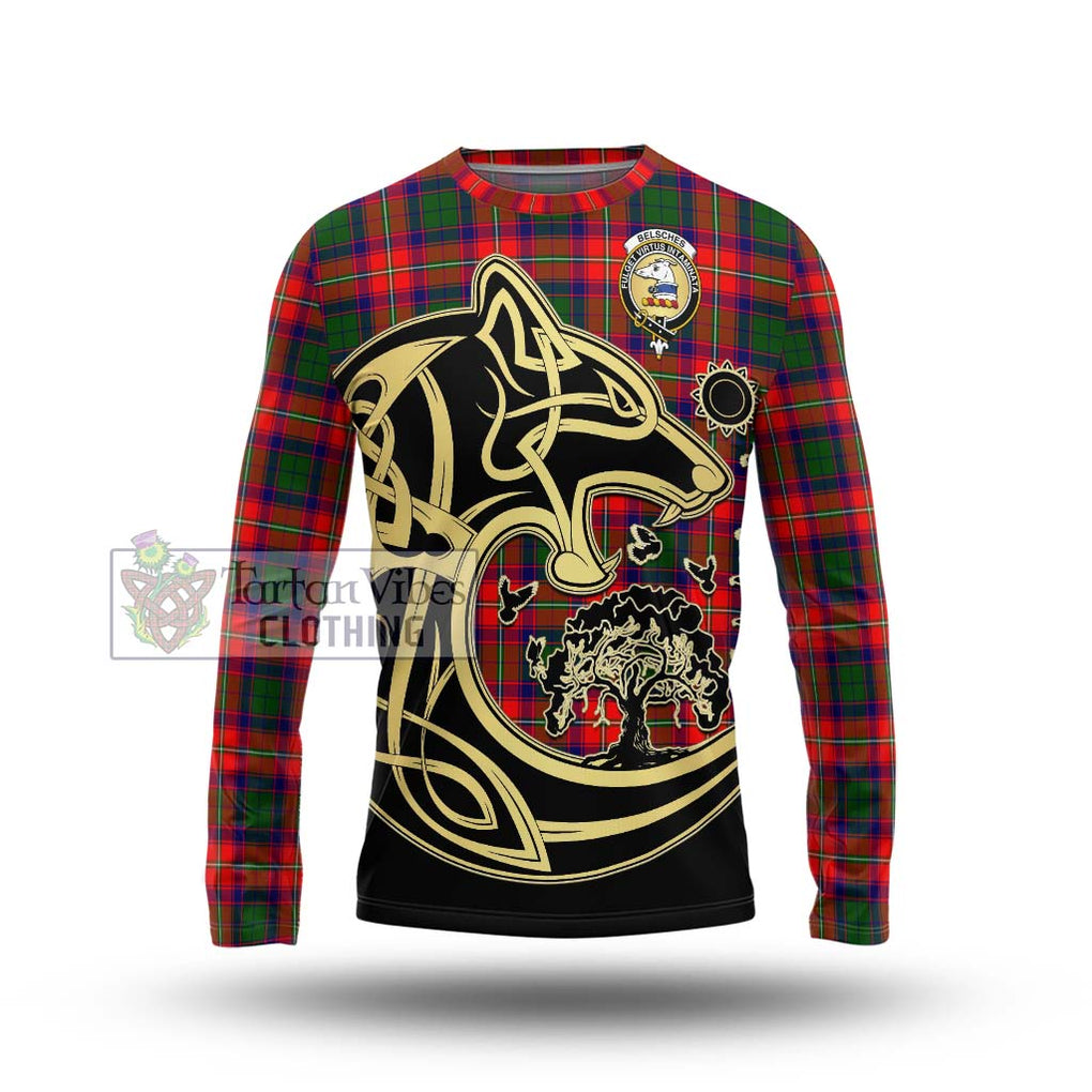 Belsches Tartan Long Sleeve T-Shirt with Family Crest Celtic Wolf Style Unisex - Tartan Vibes Clothing