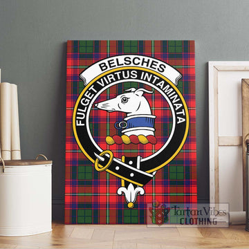 Belsches Tartan Canvas Print Wall Art with Family Crest