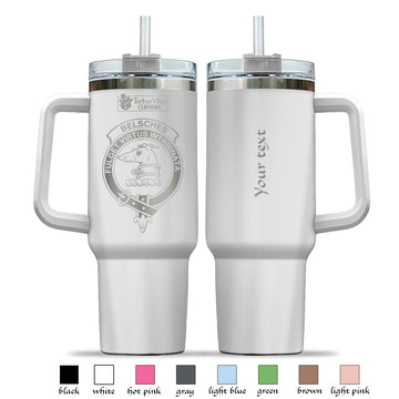 Belsches Clan Crest Engraved Tumbler with Handle - 2D-tartanvibesclothing