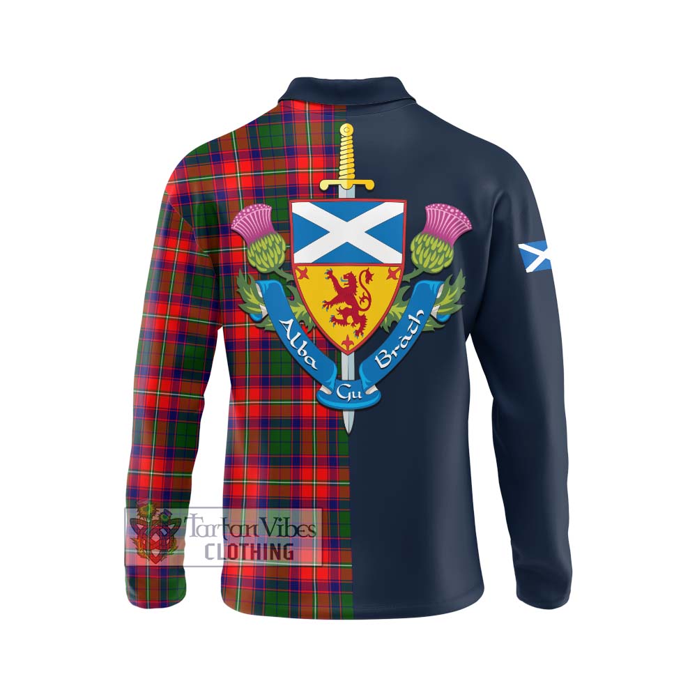 Belsches Tartan Long Sleeve Polo Shirt Alba with Scottish Lion Royal Arm Half Style - Tartan Vibes Clothing