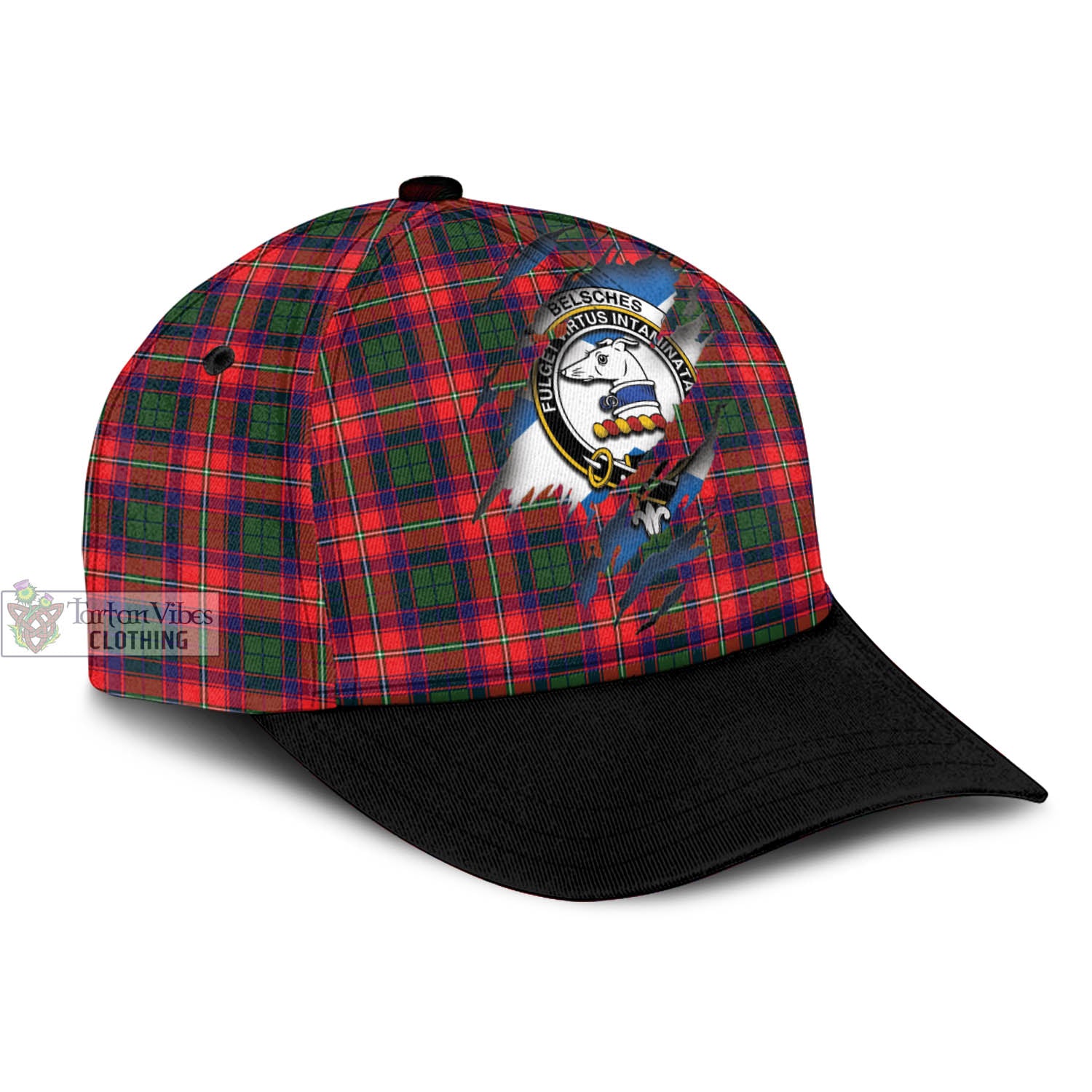 Tartan Vibes Clothing Belsches Tartan Classic Cap with Family Crest In Me Style