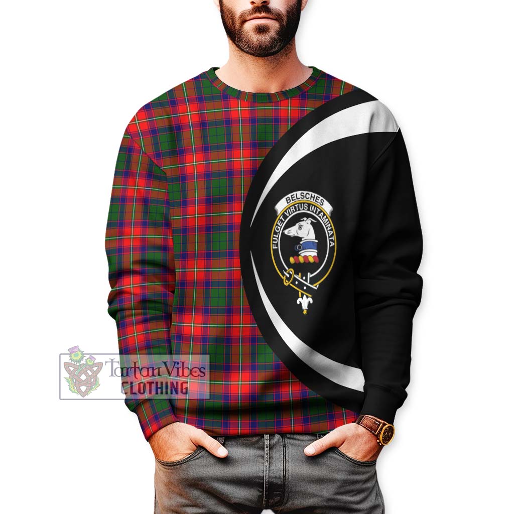 Belsches Tartan Sweatshirt with Family Crest Circle Style - Tartan Vibes Clothing