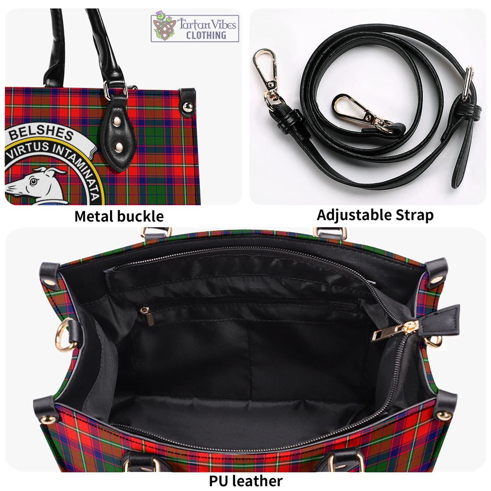 Belshes Tartan Luxury Leather Handbags with Family Crest - Tartan Vibes Clothing