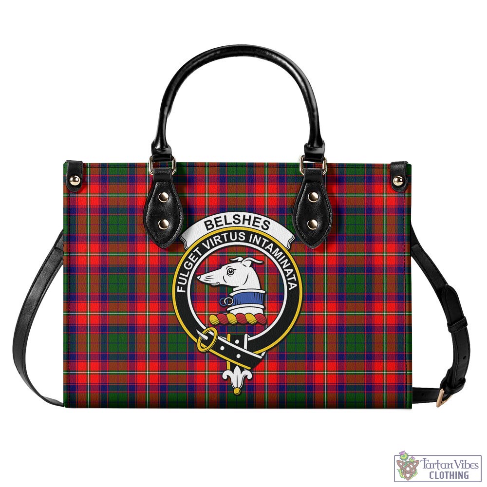 Belshes Tartan Luxury Leather Handbags with Family Crest - Tartan Vibes Clothing