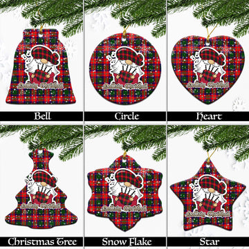 Belshes Tartan Christmas Ceramic Ornaments with Scottish Gnome Playing Bagpipes Ceramic - Tartan Vibes Clothing