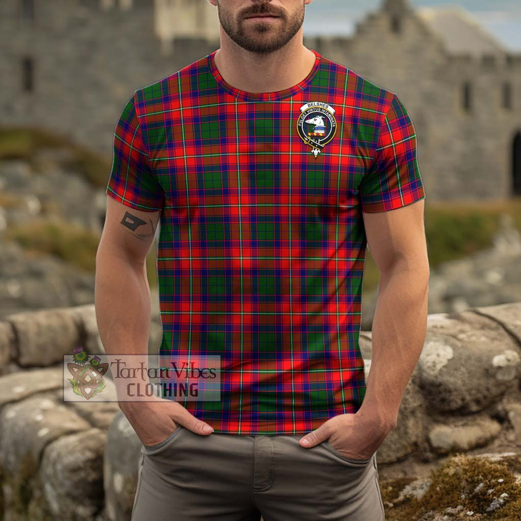 Belshes Tartan Cotton T-Shirt with Family Crest Men's Shirt - Tartanvibesclothing Shop