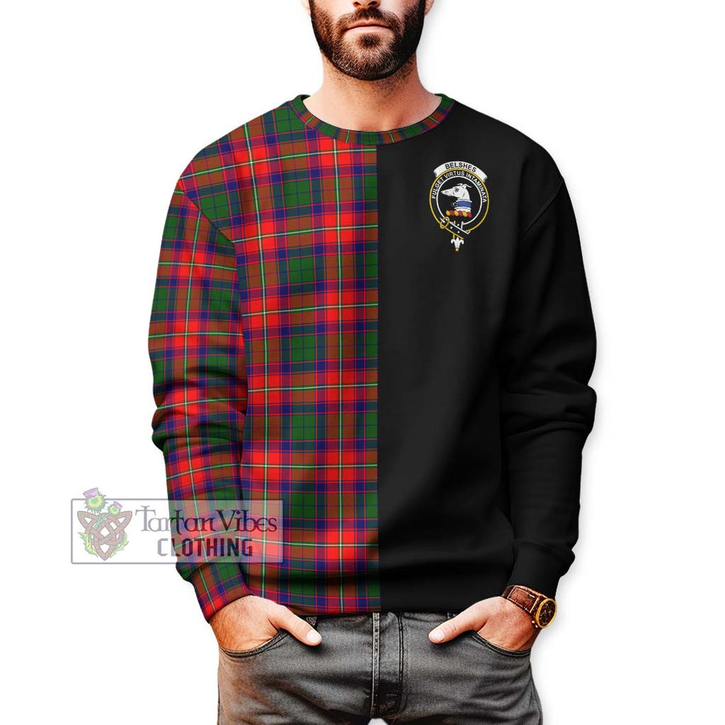 Belshes Tartan Sweatshirt with Family Crest and Half Of Me Style Unisex - Tartan Vibes Clothing