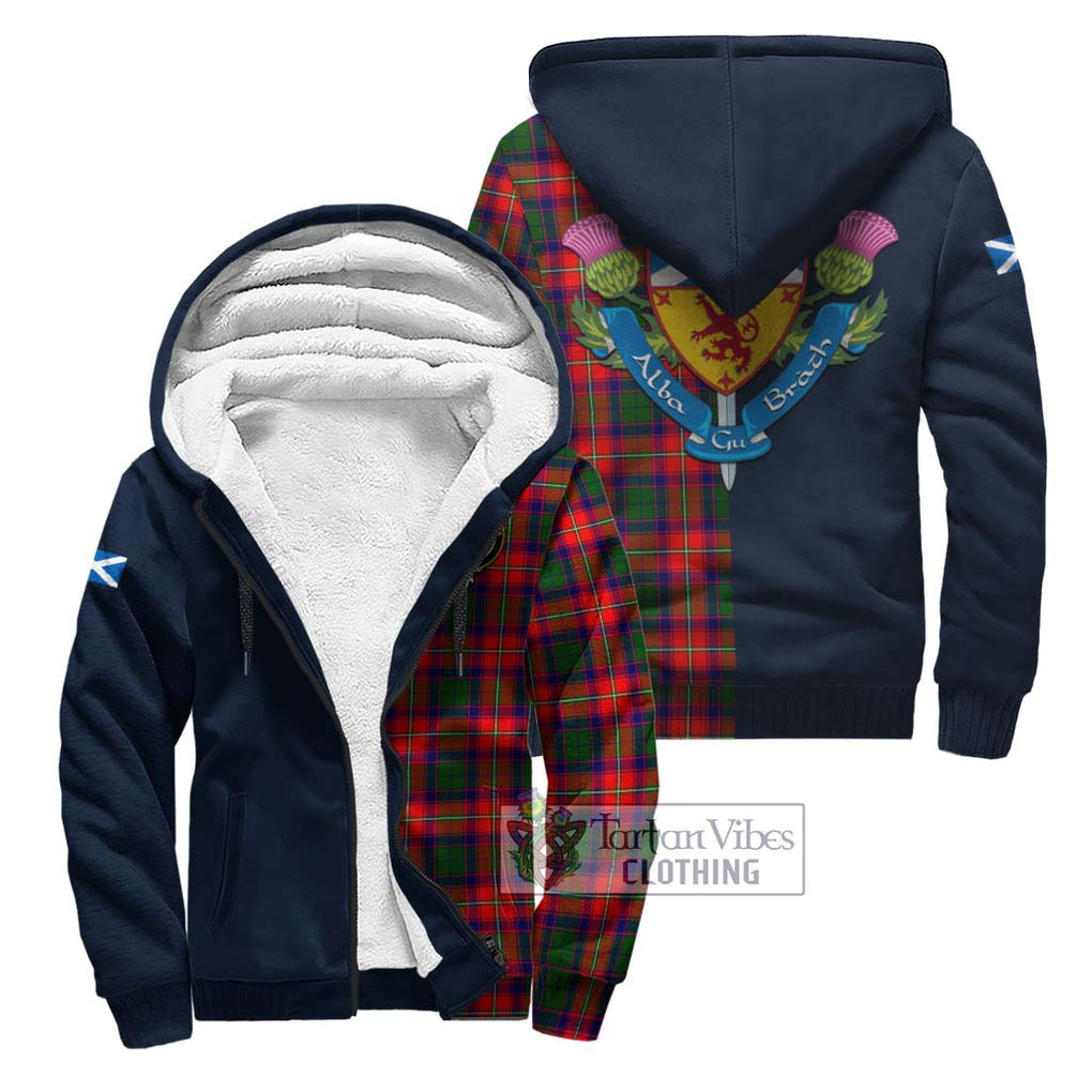 Belshes Tartan Sherpa Hoodie Alba with Scottish Lion Royal Arm Half Style Unisex S - Tartan Vibes Clothing