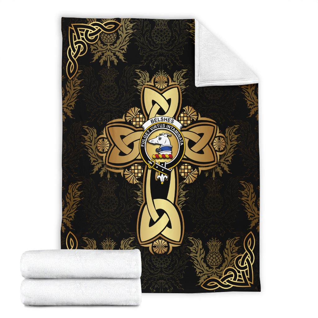 Belshes (Belsches) Clan Blanket Gold Thistle Celtic Style X-Large 59 x 79 inches 150 x 200 cm - 2D-tartanvibesclothing