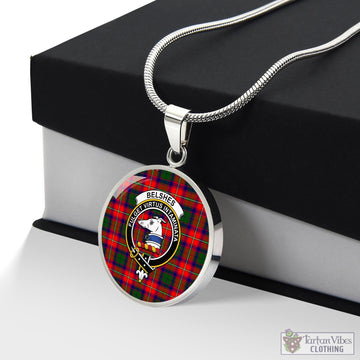 Belshes Tartan Circle Necklace with Family Crest Luxury Necklace (Silver) No - Tartan Vibes Clothing