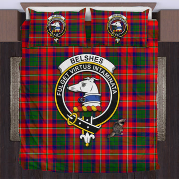 Belshes Tartan Bedding Set with Family Crest US Bedding Set - Tartan Vibes Clothing