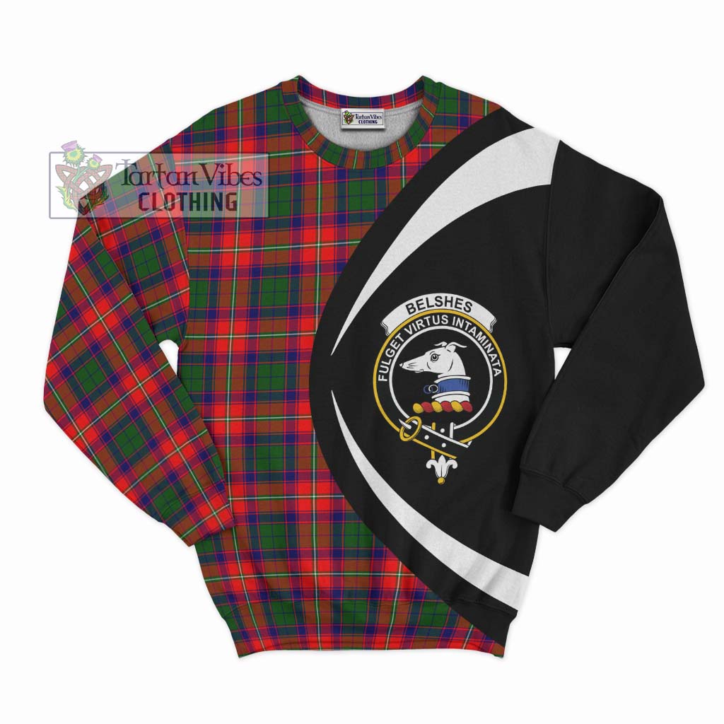 Belshes Tartan Sweatshirt with Family Crest Circle Style Unisex - Tartan Vibes Clothing