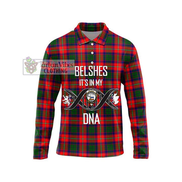 Belshes Tartan Long Sleeve Polo Shirt with Family Crest DNA In Me Style Unisex - Tartan Vibes Clothing