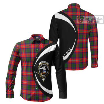 Belshes Tartan Long Sleeve Button Up with Family Crest Circle Style Men's Shirt S - Tartan Vibes Clothing