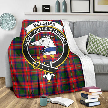 Belshes Tartan Blanket with Family Crest X-Large 59 x 79 inches 150 x 200 cm - Tartan Vibes Clothing