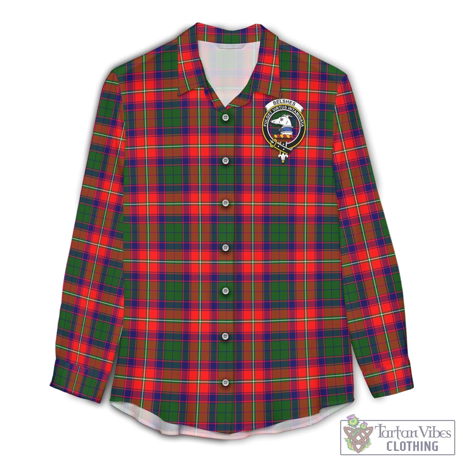 Belshes Tartan Women's Casual Shirt with Family Crest Female - Tartan Vibes Clothing