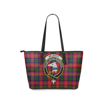 Belshes Tartan Leather Tote Bag with Family Crest