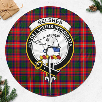 Belshes Tartan Christmas Tree Skirt with Family Crest 47*47 inch - Tartan Vibes Clothing