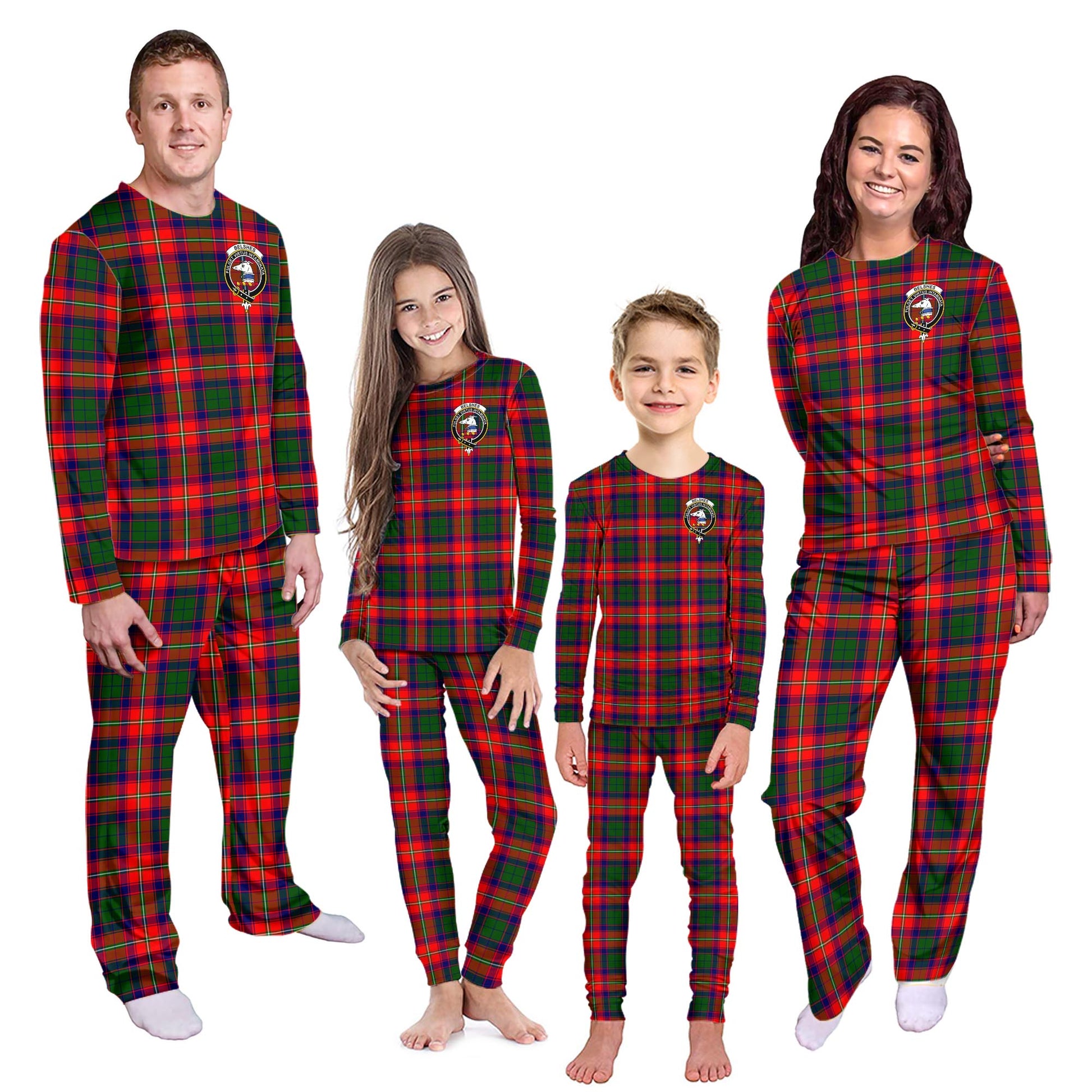 Belshes Tartan Pajamas Family Set with Family Crest Kid - Tartan Vibes Clothing