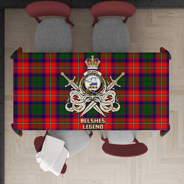 Belshes Tartan Tablecloth with Clan Crest and the Golden Sword of Courageous Legacy - Tartan Vibes Clothing
